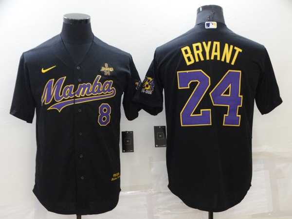Men%27s Los Angeles Dodgers Front #8 Back #24 Kobe Bryant Black %27Mamba%27 Throwback With KB Patch Cool Base Stitched Jersey->minnesota twins->MLB Jersey
